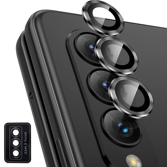 For Samsung Galaxy Z Fold5 5G Camera Lens Protector Metal + Tempered Glass Clear Lens Film Positioning Installation