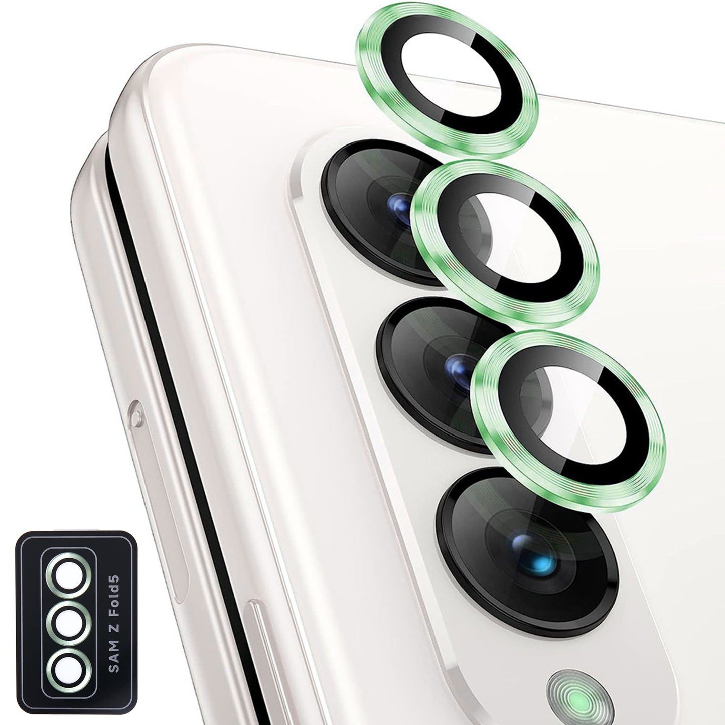 For Samsung Galaxy Z Fold5 5G Camera Lens Protector Metal + Tempered Glass Clear Lens Film Positioning Installation