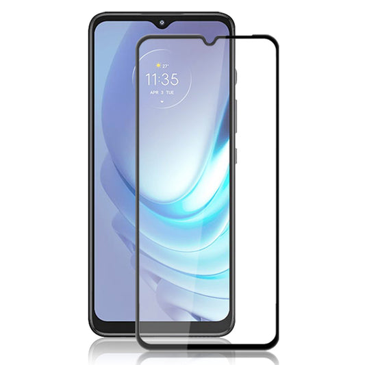 AMORUS For Motorola Moto G50 4G Silk Printing Full Glue HD Clear Screen Protector Tempered Glass Film