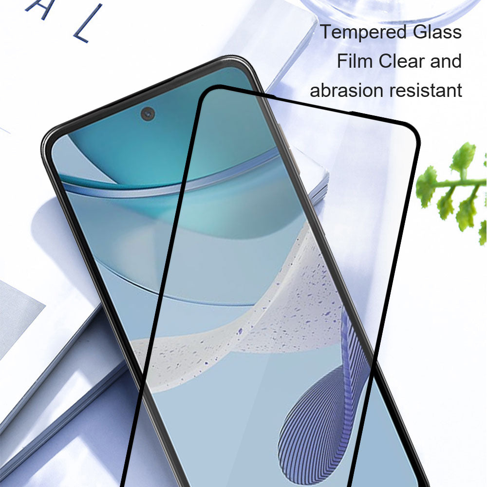 AMORUS For Motorola Moto G50 4G Silk Printing Full Glue HD Clear Screen Protector Tempered Glass Film
