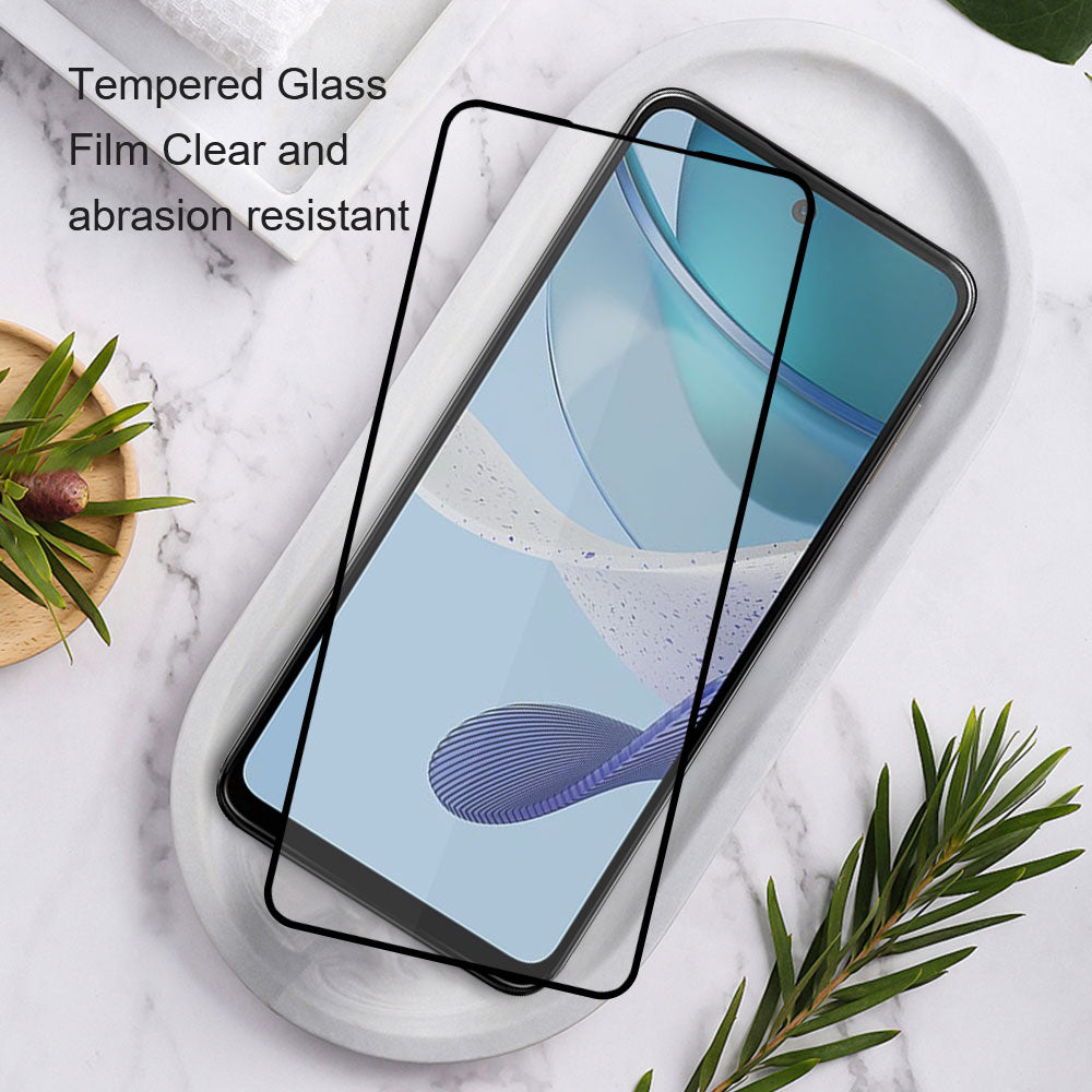 AMORUS For Motorola Moto G50 4G Silk Printing Full Glue HD Clear Screen Protector Tempered Glass Film