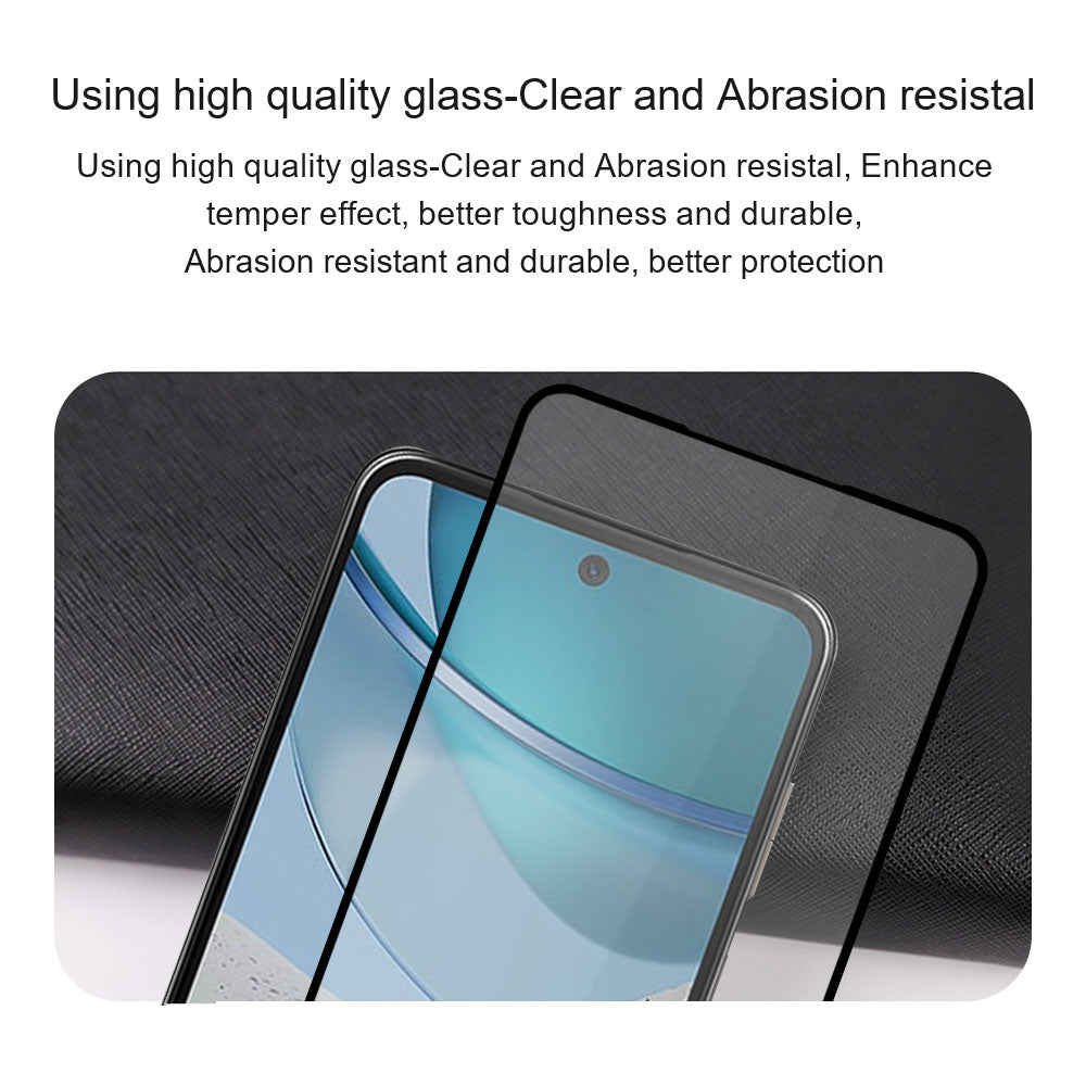 AMORUS For Motorola Moto G50 4G Silk Printing Full Glue HD Clear Screen Protector Tempered Glass Film