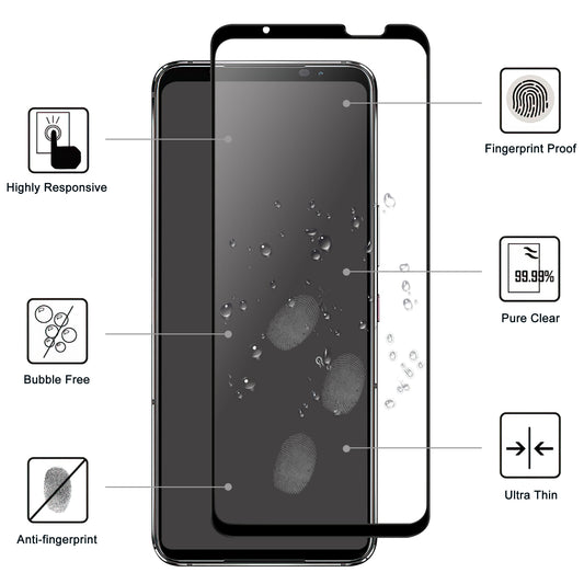 For Asus ROG Phone 7 5G Full Glue Phone Screen Protector Black Edge AGC Glass Anti-explosion Film