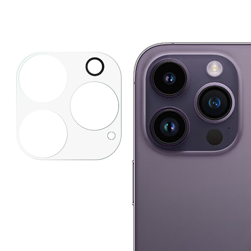 For iPhone 15 Pro / 15 Pro Max Silk Printing Camera Lens Protector Tempered Glass Phone Rear Lens Film with Bottom Plate