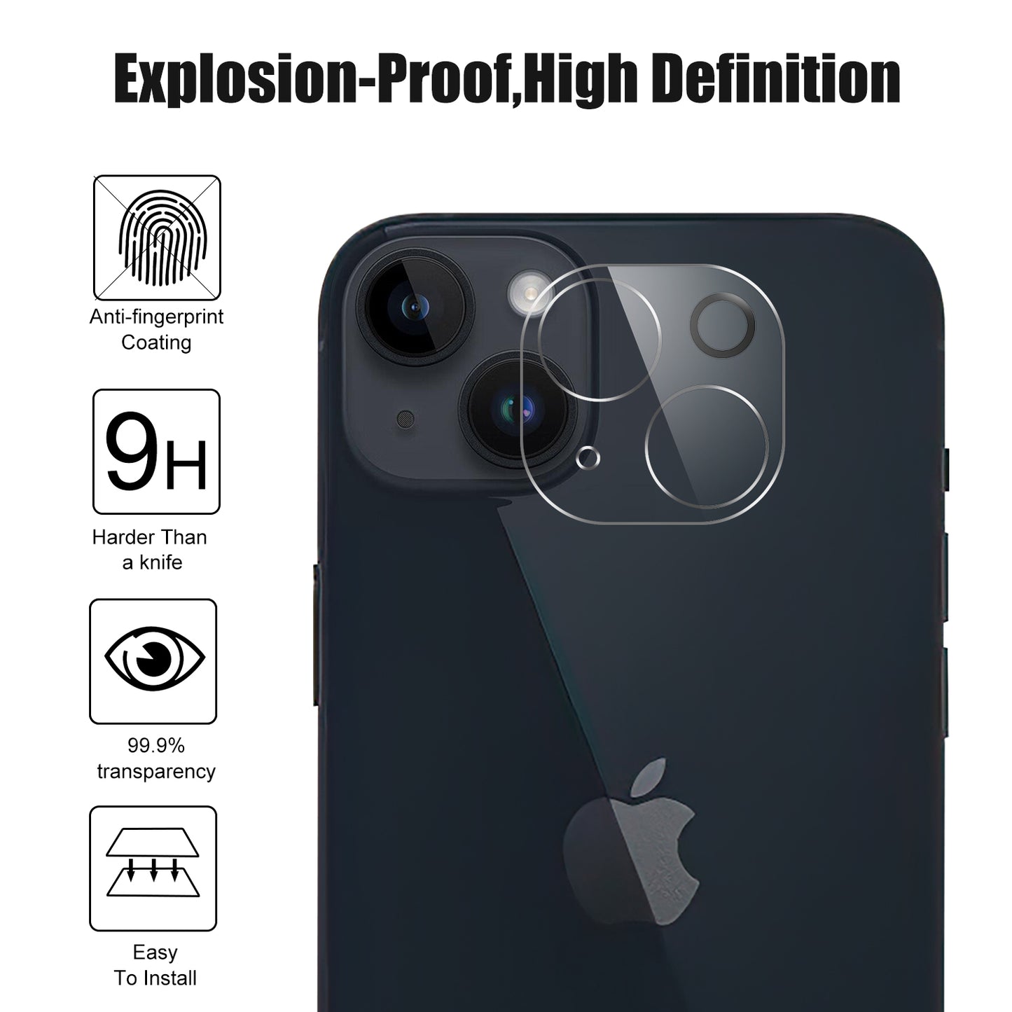 Tempered Glass Camera Lens Protector for iPhone 15 / 15 Plus Anti-explosion Ultra Clear Phone Lens Film