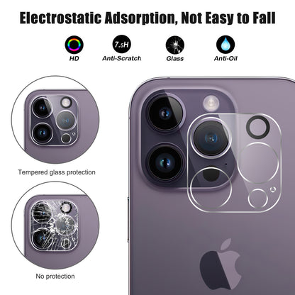 For iPhone 15 Pro Tempered Glass Screen Protector Anti-fingerprint Film + Camera Lens Protector