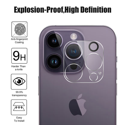 For iPhone 15 Pro Tempered Glass Screen Protector Anti-fingerprint Film + Camera Lens Protector