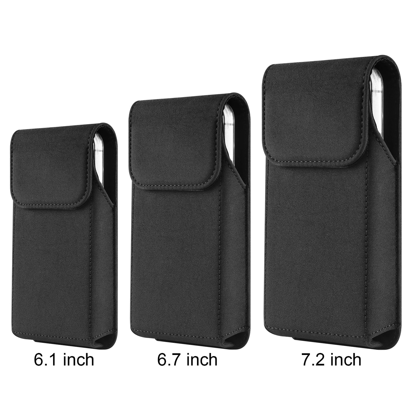 Cell Phone Belt Clip Bag Vertical Nylon Cellphone Holster Outdoor Hiking Belt Loop Pouch with Snap Hook
