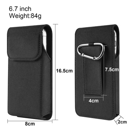 Cell Phone Belt Clip Bag Vertical Nylon Cellphone Holster Outdoor Hiking Belt Loop Pouch with Snap Hook