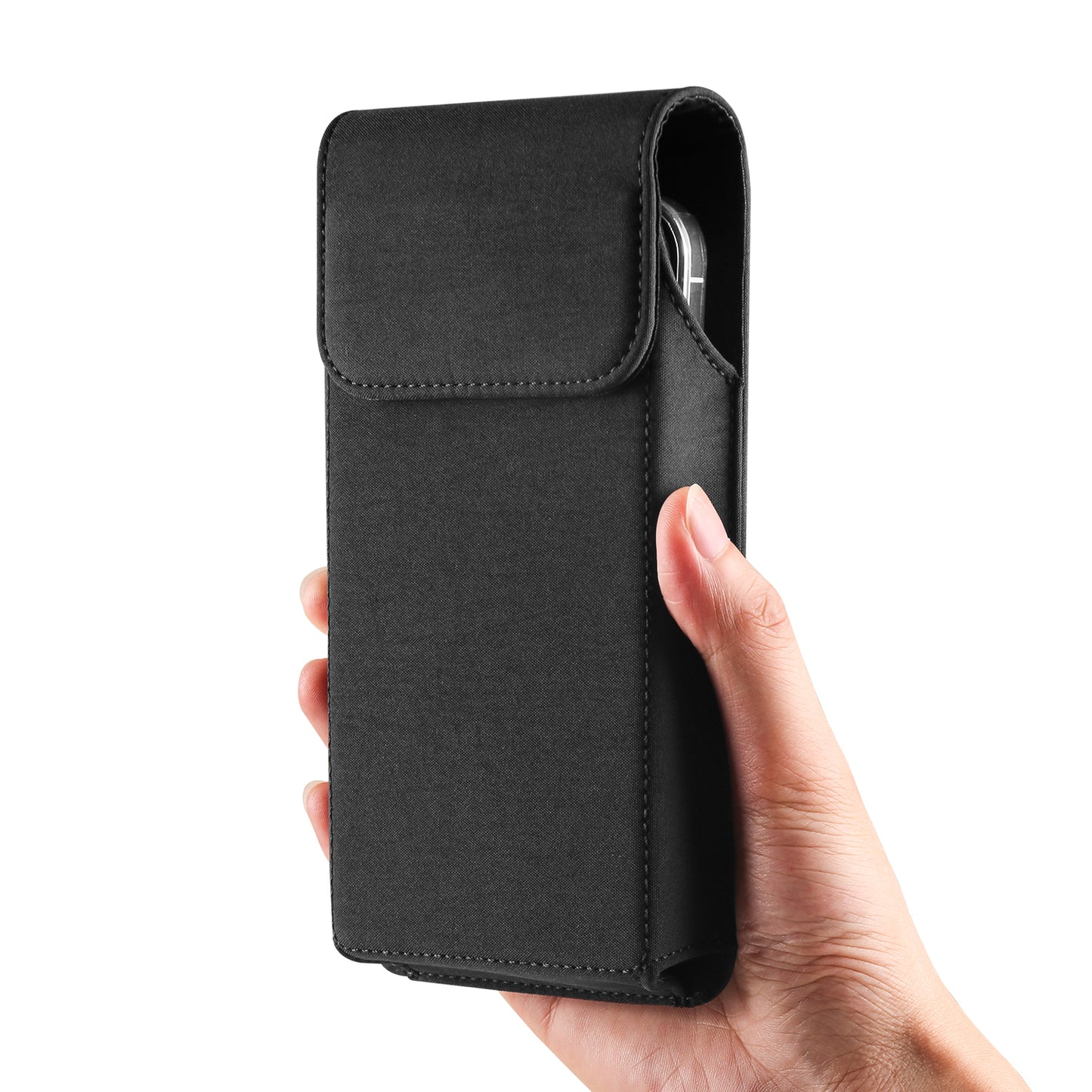 Cell Phone Belt Clip Bag Vertical Nylon Cellphone Holster Outdoor Hiking Belt Loop Pouch with Snap Hook