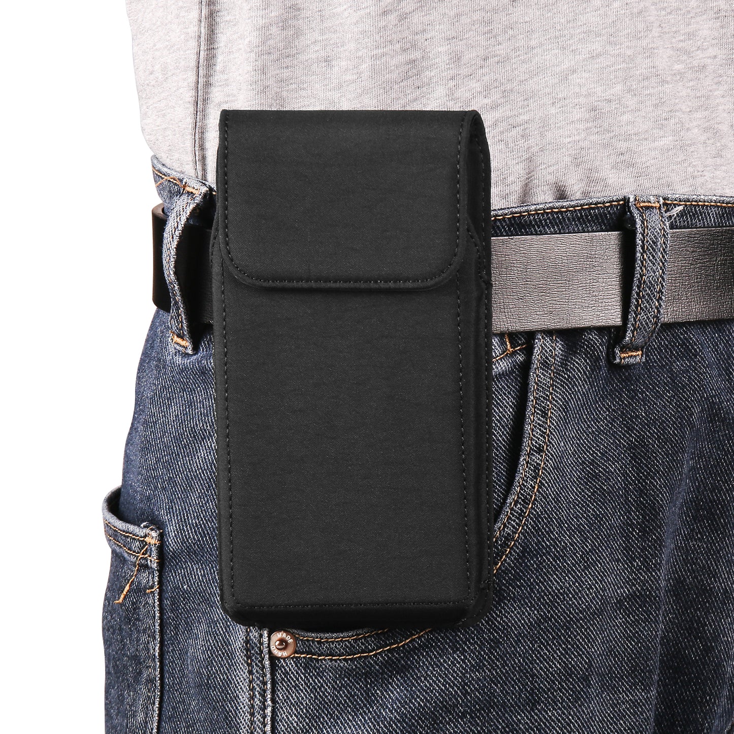 Cell Phone Belt Clip Bag Vertical Nylon Cellphone Holster Outdoor Hiking Belt Loop Pouch with Snap Hook