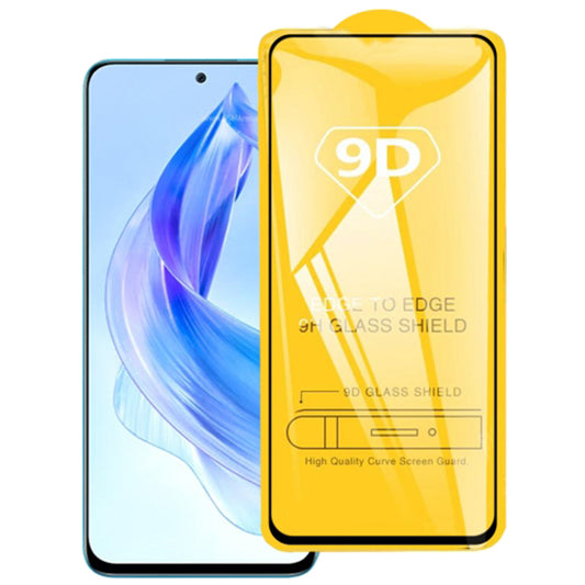 Full Screen Protector for Honor 90 Lite 5G / X50i 5G , 9D Tempered Glass Side Glue Silk Printing Phone Screen Film