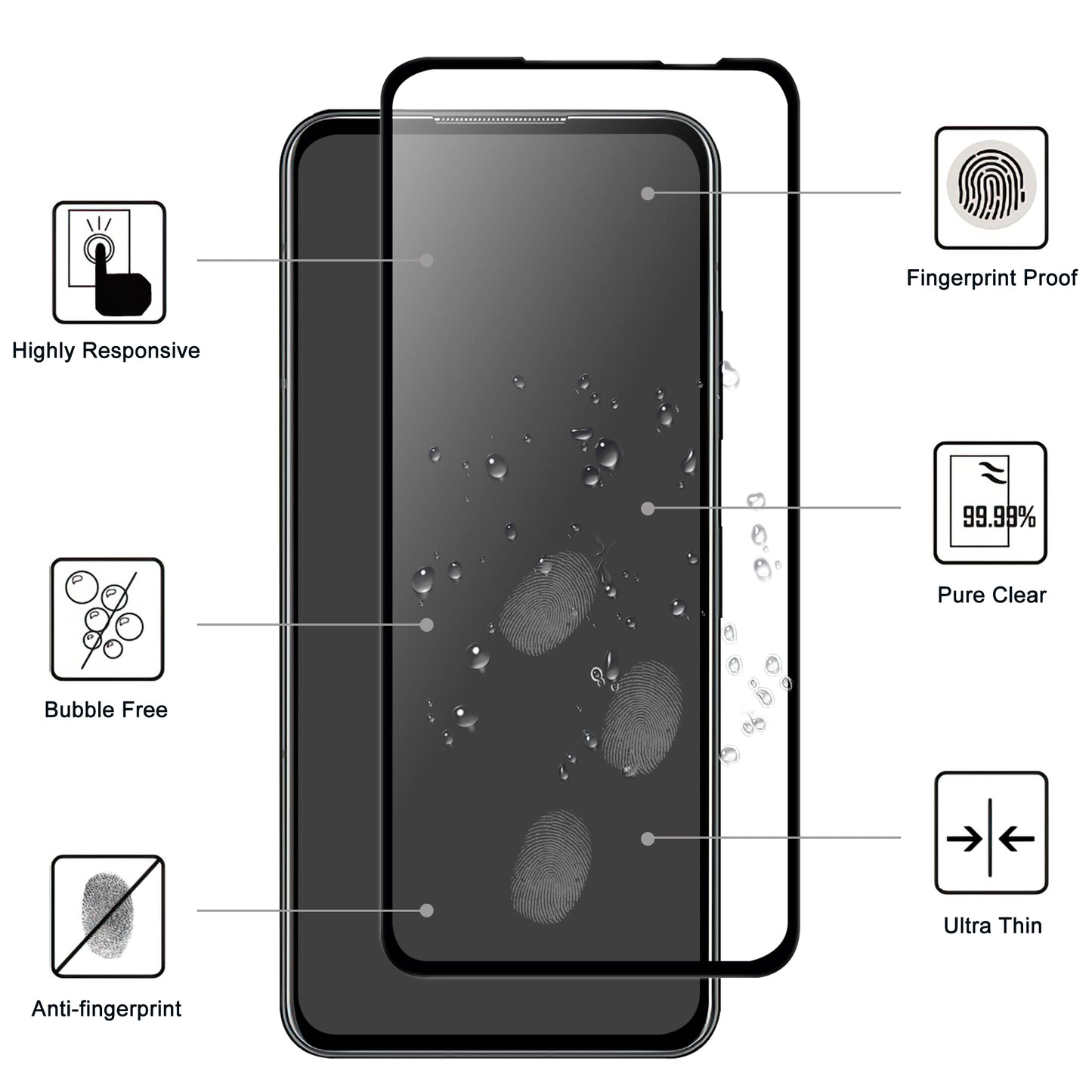 For Asus Zenfone 10 5G Full Glue HD Clear Phone Screen Protector Black Edge AGC Glass Screen Covering Film