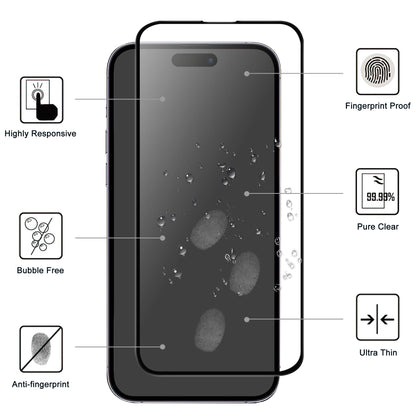 For iPhone 15 Pro Max Cell Phone Screen Protector Full Glue AGC Glass Screen Covering Film with Black Edge