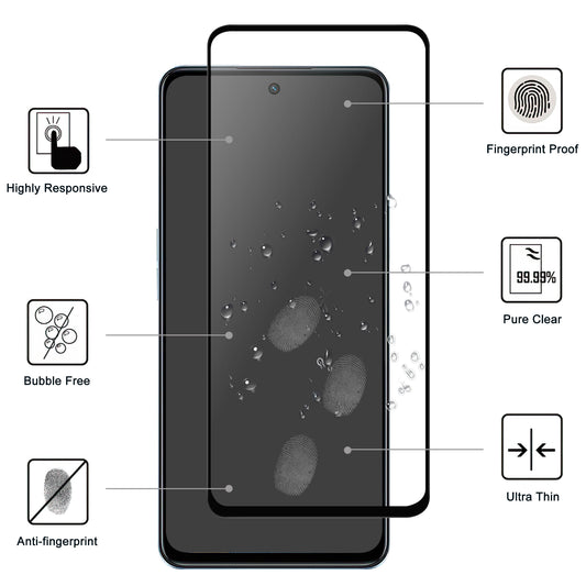 For Oppo A98 5G Black Edge Phone Screen Protector AGC Glass HD Clear Screen Covering Film (Full Glue)
