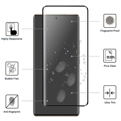 Phone Screen Protector For vivo Y78 5G , Full Glue AGC Glass Black Edge Screen Covering Film