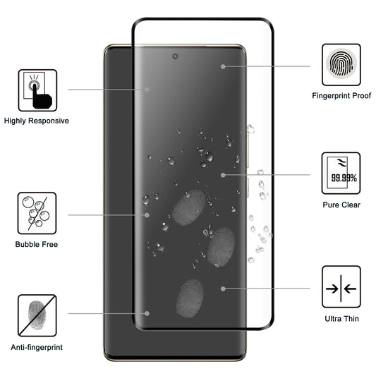 Phone Screen Protector For vivo Y78 5G , Full Glue AGC Glass Black Edge Screen Covering Film