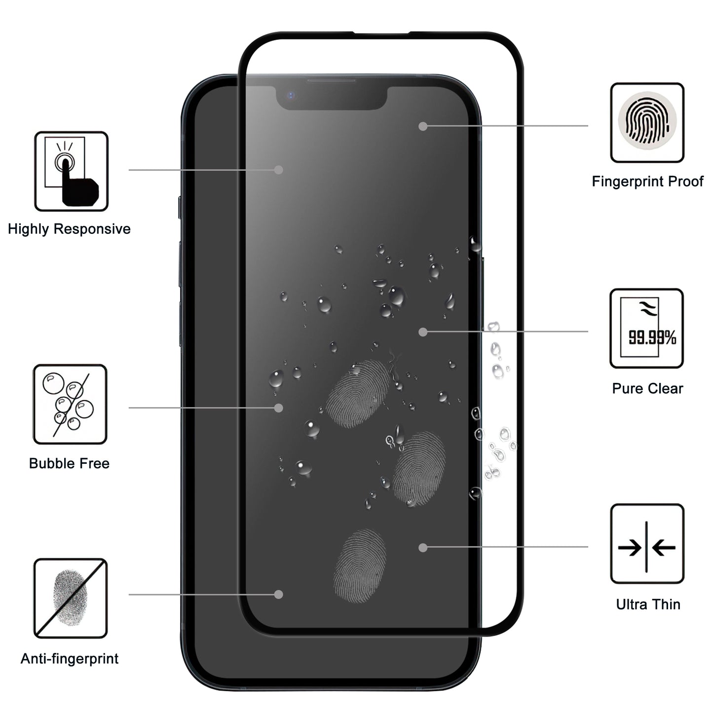 For iPhone 15 Anti-Scratch Phone Screen Film Black Edge Full Glue AGC Glass Screen Covering Protector