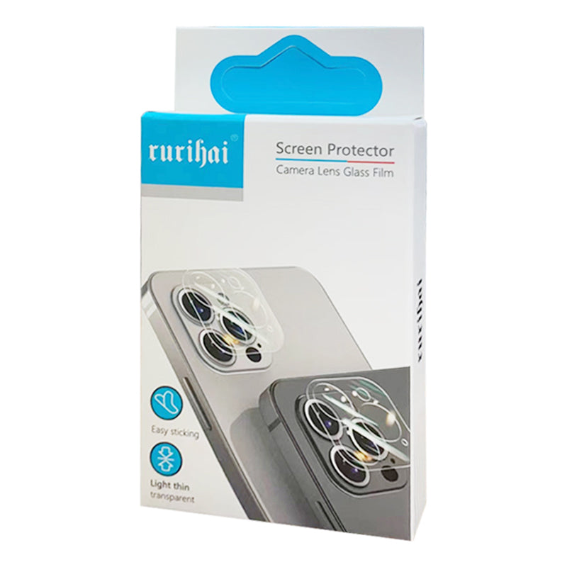 RURIHAI For iPhone 15 Plus / 15 3D Silk Printing Rear Camera Lens Protector 9H 0.3mm Ultra-thin Tempered Glass Film