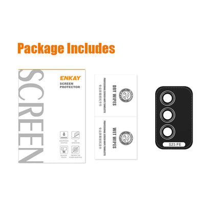 ENKAY HAT PRINCE For Samsung Galaxy S23 FE Camera Lens Protector Tempered Glass + Aluminum Alloy Ring Cover Guard