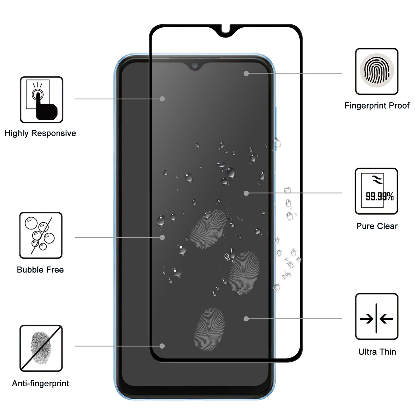For Samsung Galaxy A25 5G Anti-Scratch Phone Screen Film Black Edge Full Glue AGC Glass Screen Covering Protector