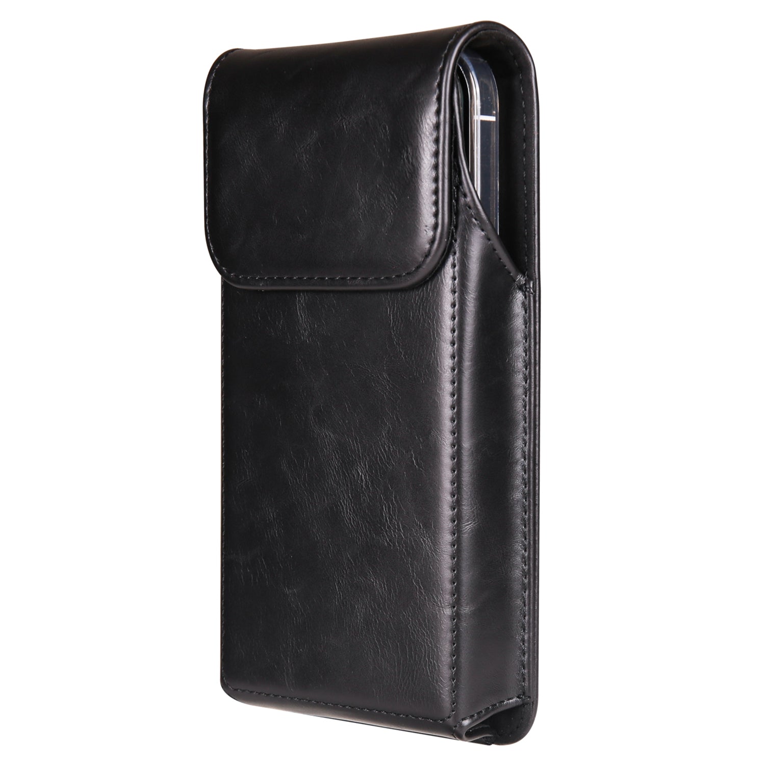 Crazy Horse Texture PU Leather Wasit Phone Bag for 6.1 Cell Phone Universal Belt Pouch with Back Clip