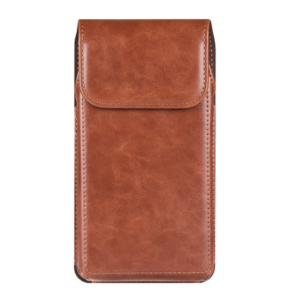 Crazy Horse Texture PU Leather Wasit Phone Bag for 6.1 Cell Phone Universal Belt Pouch with Back Clip