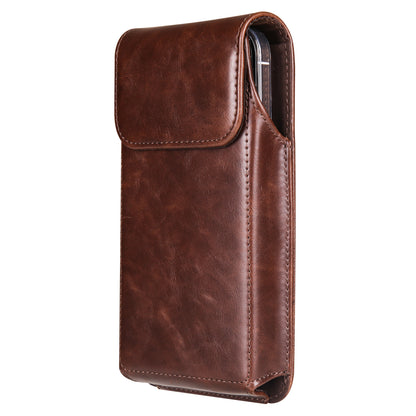 Crazy Horse Texture PU Leather Wasit Phone Bag for 6.1 Cell Phone Universal Belt Pouch with Back Clip