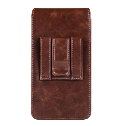 Crazy Horse Texture PU Leather Wasit Phone Pouch for 6.7 Mobile Phone Belt Bag with Back Clip
