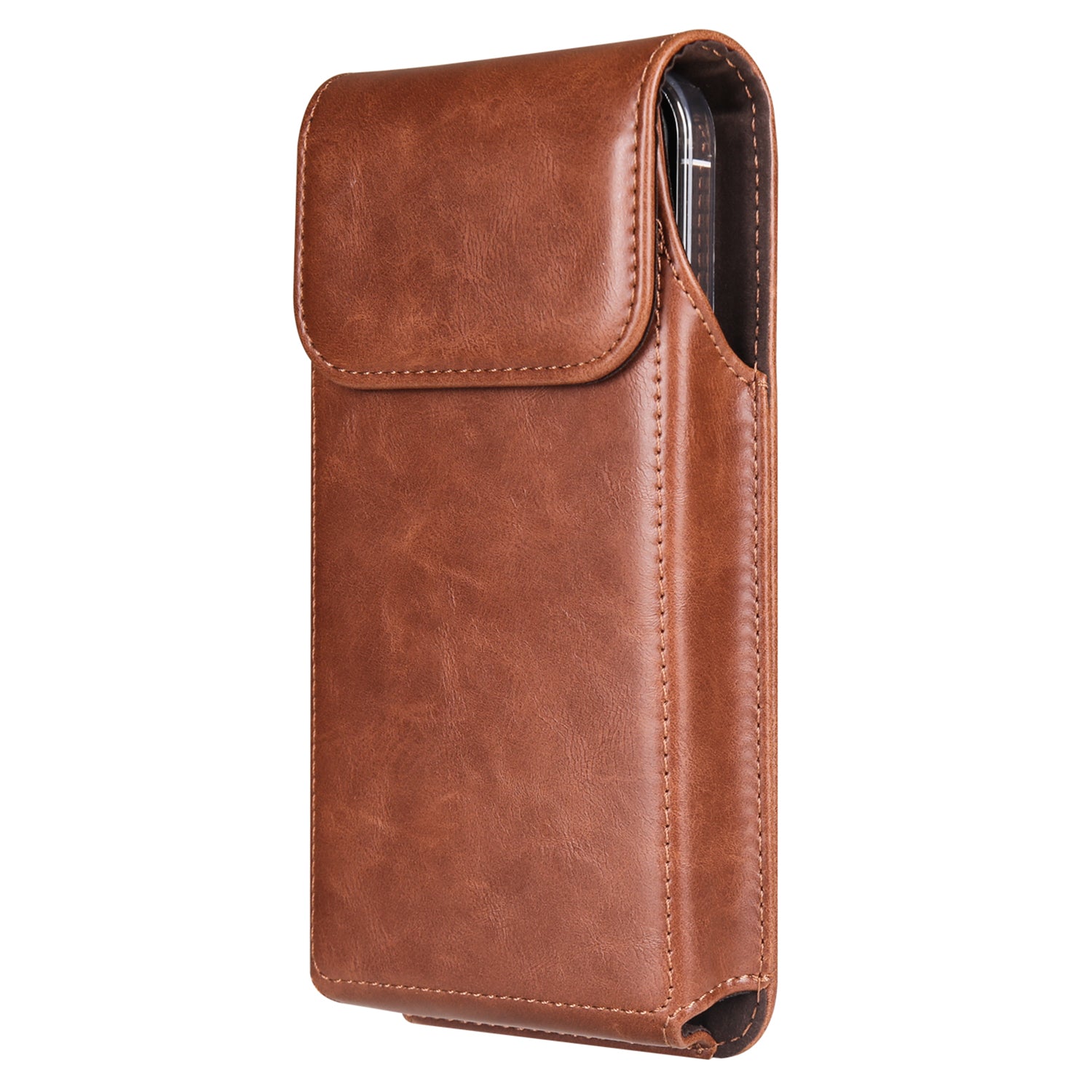 Crazy Horse Texture PU Leather Wasit Phone Pouch for 6.7 Mobile Phone Belt Bag with Back Clip