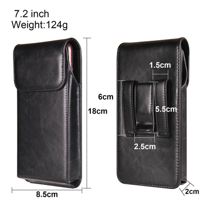 Universal Wasit Phone Bag with Back Clip for 7.2 Cell Phone Crazy Horse Texture PU Leather Belt Pouch
