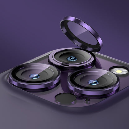 MOMAX For iPhone 14 Pro / 14 Pro Max Camera Lens Protector Set Aluminum Alloy + Tempered Glass Individual Ring Back Lens Cover