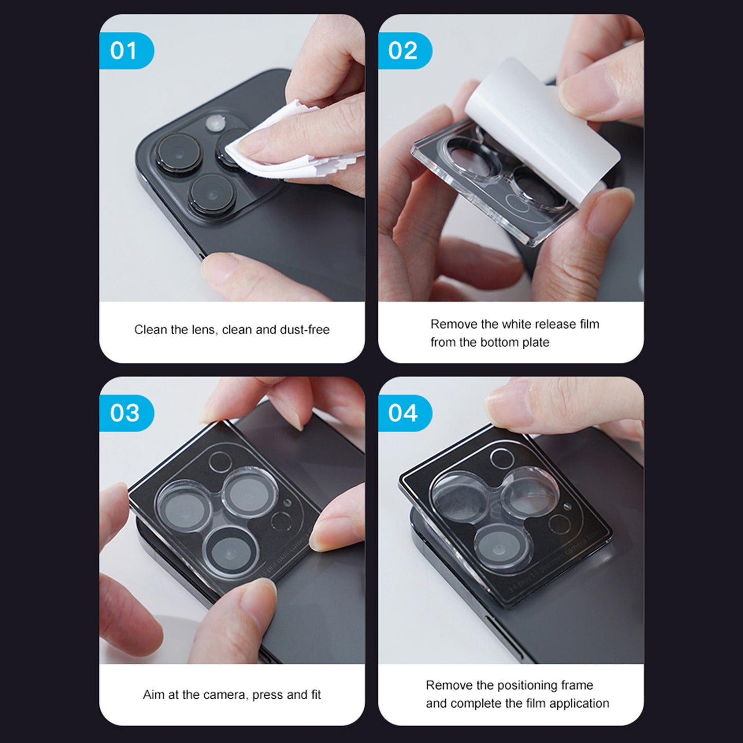 MOMAX For iPhone 14 Pro / 14 Pro Max Camera Lens Protector Set Aluminum Alloy + Tempered Glass Individual Ring Back Lens Cover