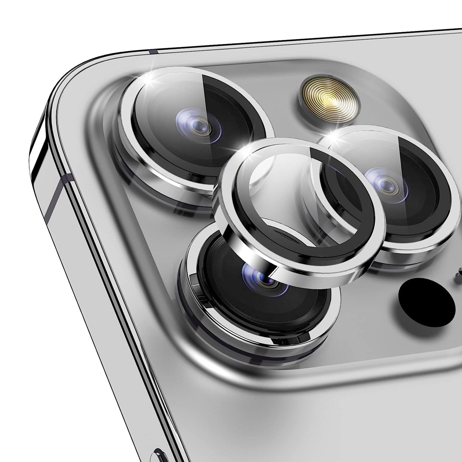 For iPhone 15 Pro / 15 Pro Max Camera Lens Protector Set CD Vein Metal Individual Ring Tempered Glass Lens Film