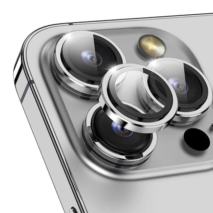 For iPhone 15 Pro / 15 Pro Max Camera Lens Protector Set CD Vein Metal Individual Ring Tempered Glass Lens Film