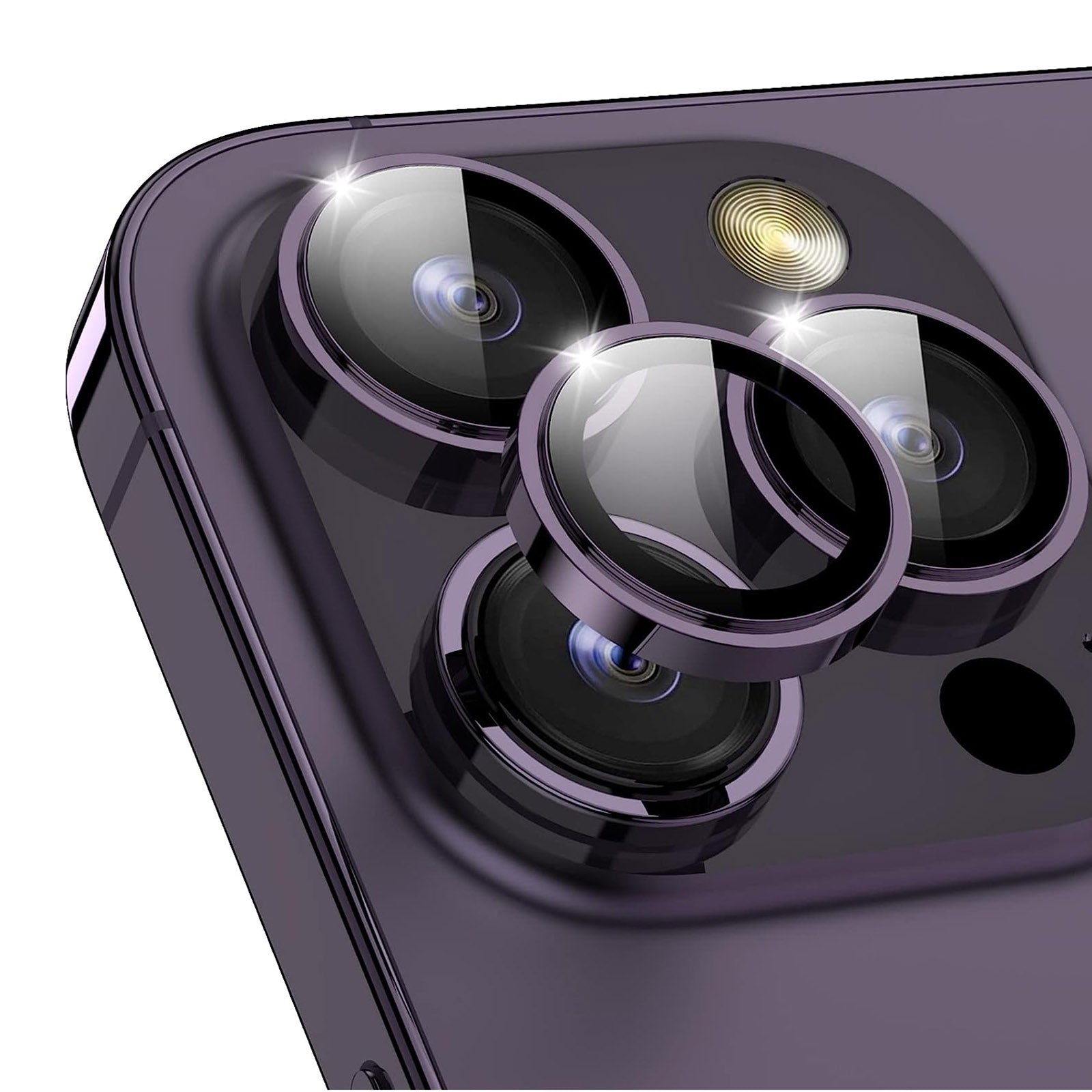 For iPhone 15 Pro / 15 Pro Max Camera Lens Protector Set CD Vein Metal Individual Ring Tempered Glass Lens Film