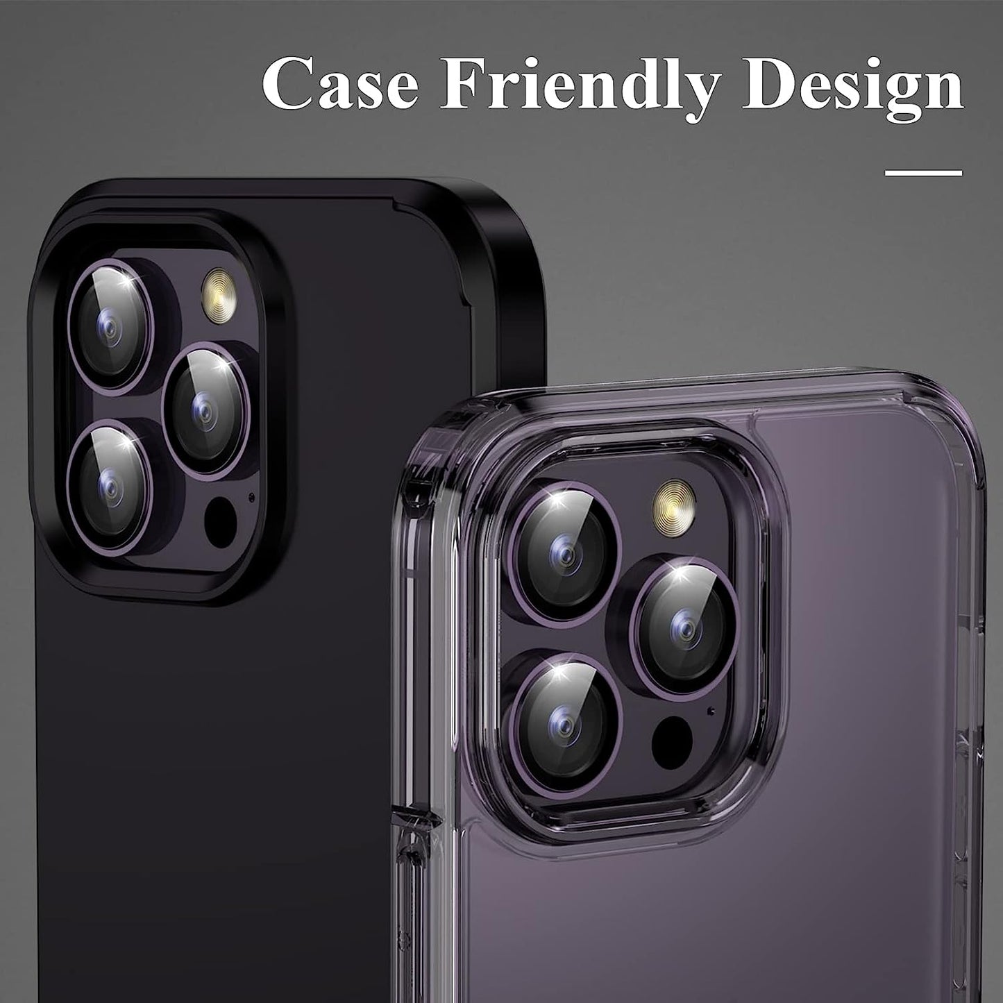 For iPhone 15 Pro / 15 Pro Max Camera Lens Protector Set CD Vein Metal Individual Ring Tempered Glass Lens Film