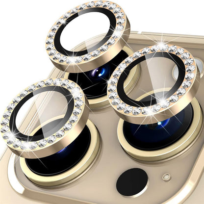 For iPhone 15 Pro / 15 Pro Max Camera Lens Protector Set Metal Rhinestone Ring Tempered Glass Lens Film