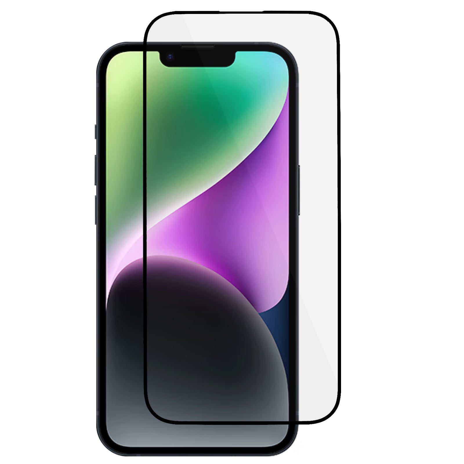 For iPhone 15 Plus Tempered Glass Screen Protector Electroplated Silk Printing Full Cover Full Glue Film