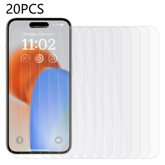20PCS For iPhone 15 Pro Max Tempered Glass Phone Screen Protector Ultra Clear Anti-explosion Film