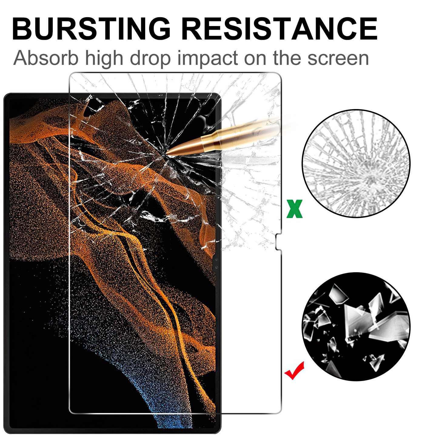 For Samsung Galaxy Tab S9 Ultra / Tab S8 Ultra Tablet Screen Protector Arc Edge Dustproof Tempered Glass Screen Film