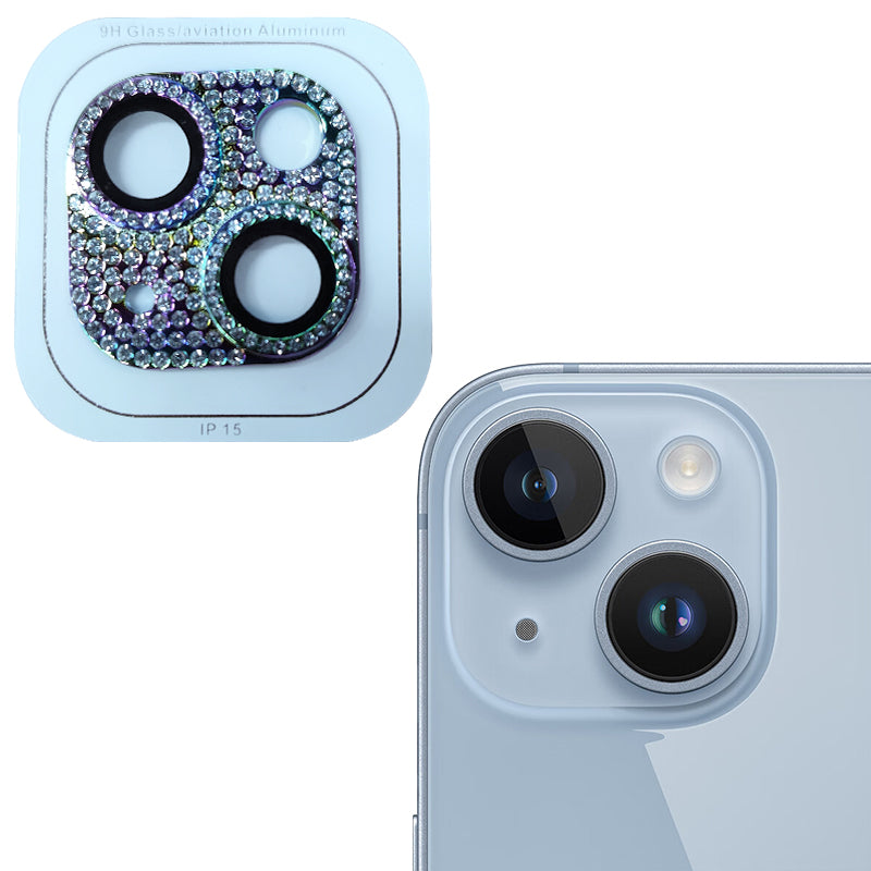 RURIHAI For iPhone 15 / 15 Plus Crystal Clear Camera Lens Protector Aluminum Alloy + Tempered Glass Lens Film