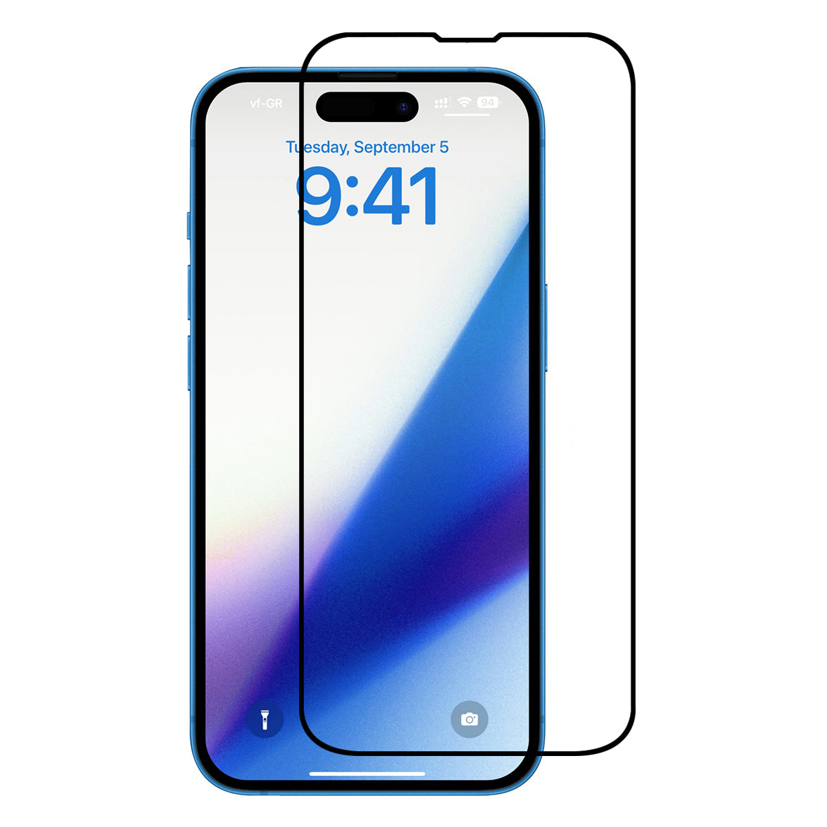 For iPhone 15 Pro Max High Aluminum-silicon Glass Full Screen Protector Silk Printing Full Glue Film