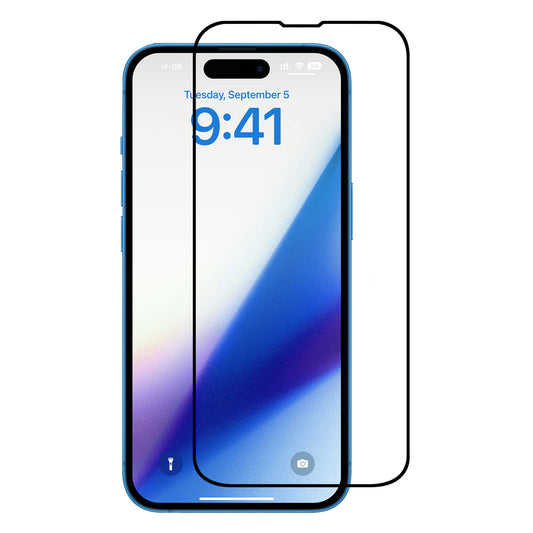 For iPhone 15 Pro Max High Aluminum-silicon Glass Full Screen Protector Silk Printing Full Glue Film