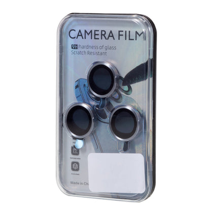 For iPhone 15 Pro / 15 Pro Max Electroplating Camera Lens Protector Set Metal Ring Tempered Glass Lens Cover Film