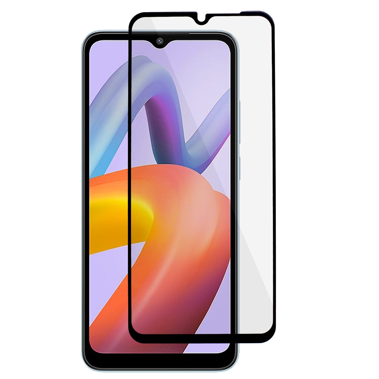 Screen Protector for Xiaomi Redmi A1 4G / A2 4G , Silk Printing Black Edge Full Cover Full Glue Tempered Glass Film