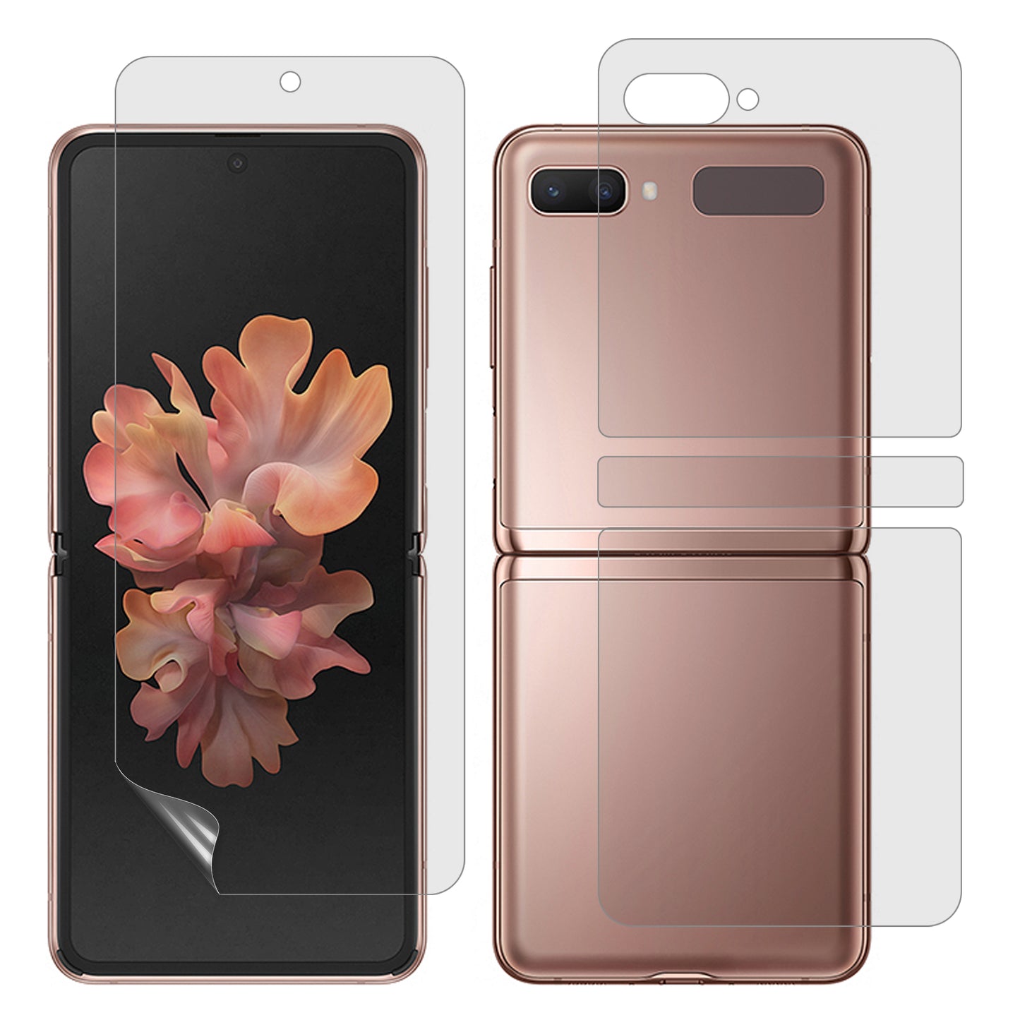 For Samsung Galaxy Z Flip5 5G 1 Set Soft TPU Film Front Screen + Inside + Hinge + Back Smooth Protector