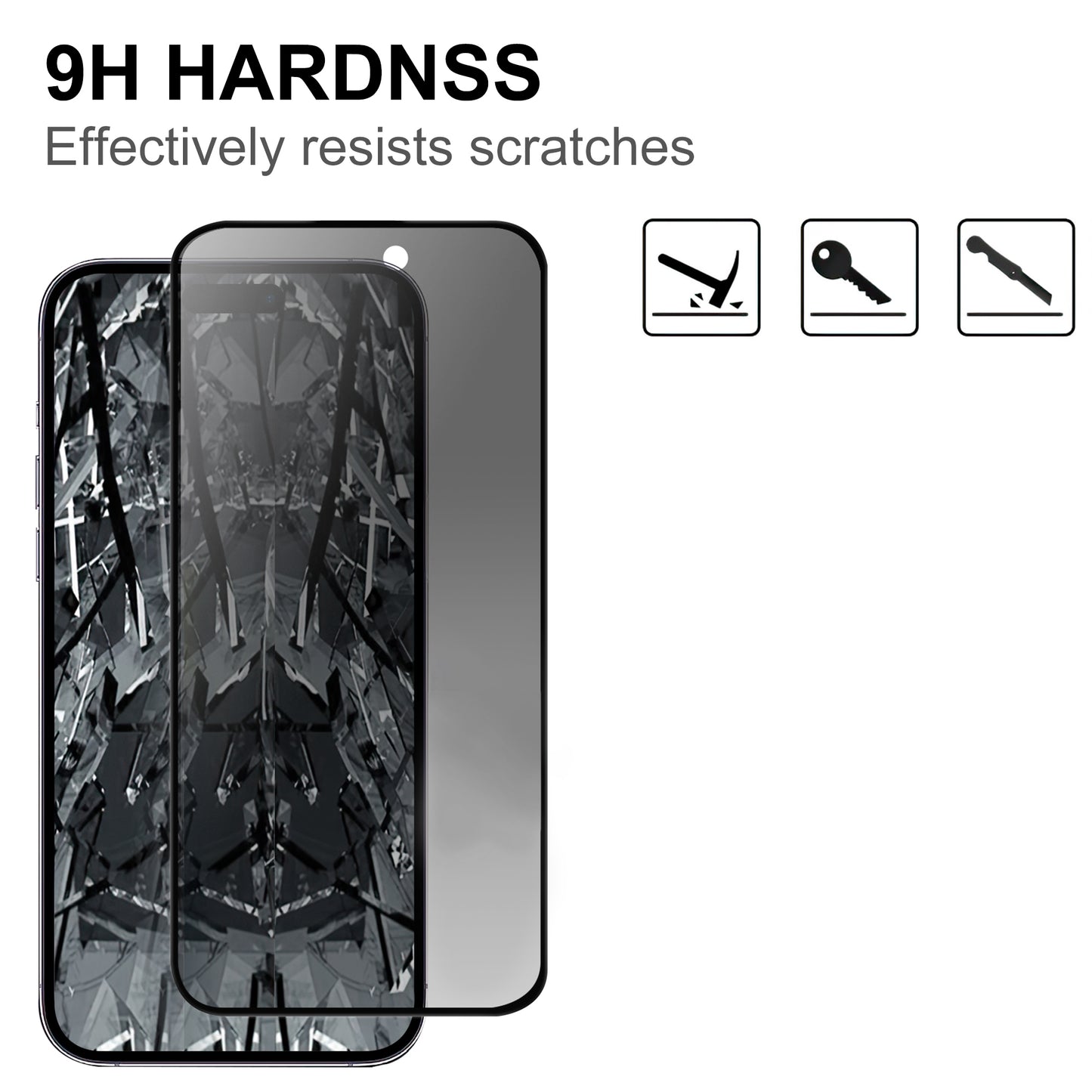Anti-spy Phone Screen Protector for iPhone 15 Pro Max , 2.5D Arc Edge Anti-explosion Tempered Glass Film