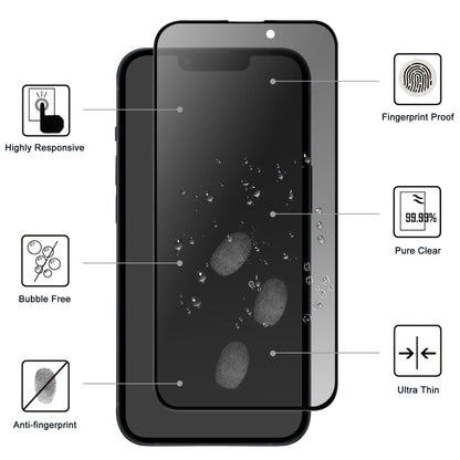Anti-spy Tempered Glass Film for iPhone 15 Plus , 2.5D Arc Edge Shatter-proof Phone Screen Protector
