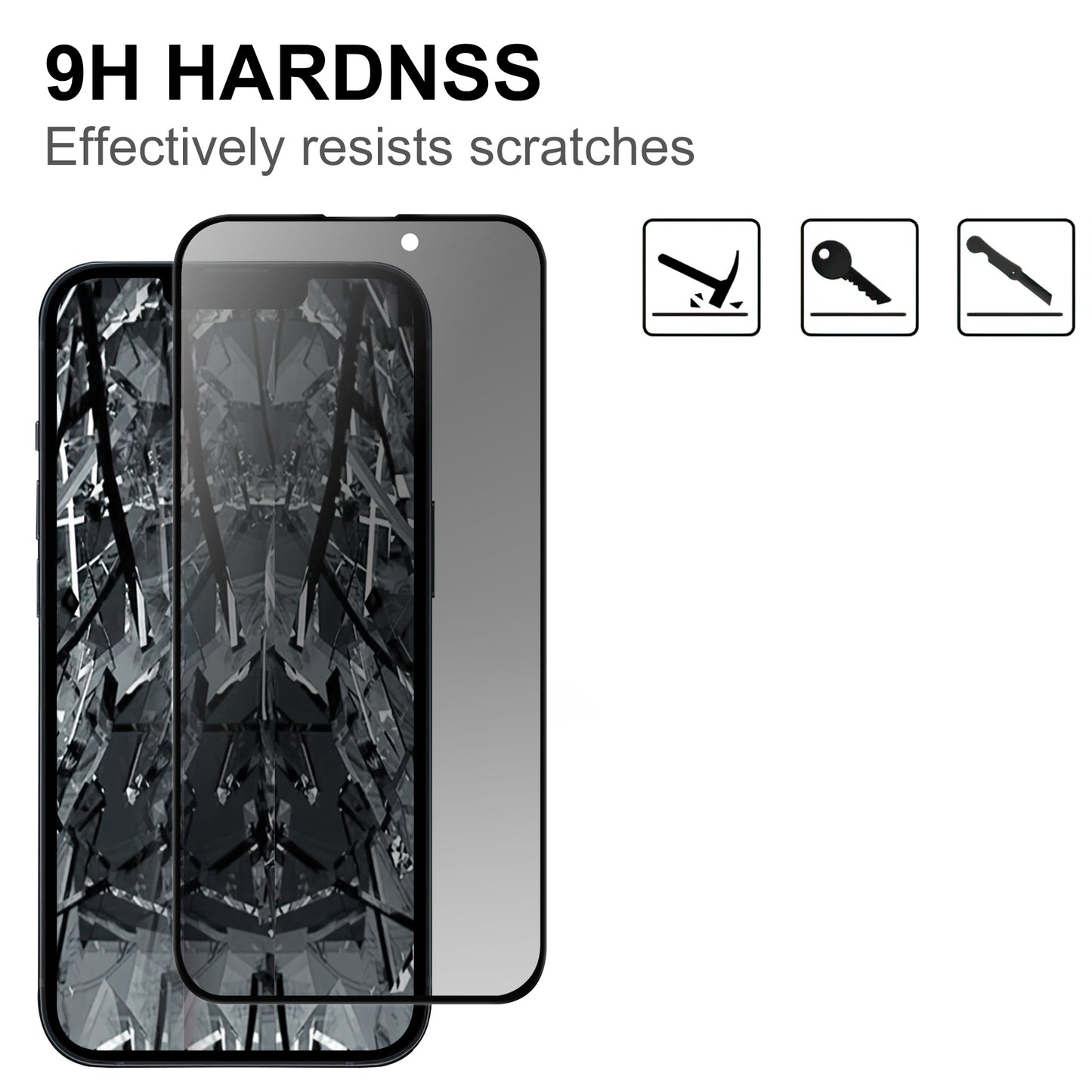 Anti-spy Tempered Glass Film for iPhone 15 Plus , 2.5D Arc Edge Shatter-proof Phone Screen Protector